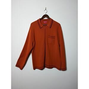 supreme zip up polo sweater burnt orange